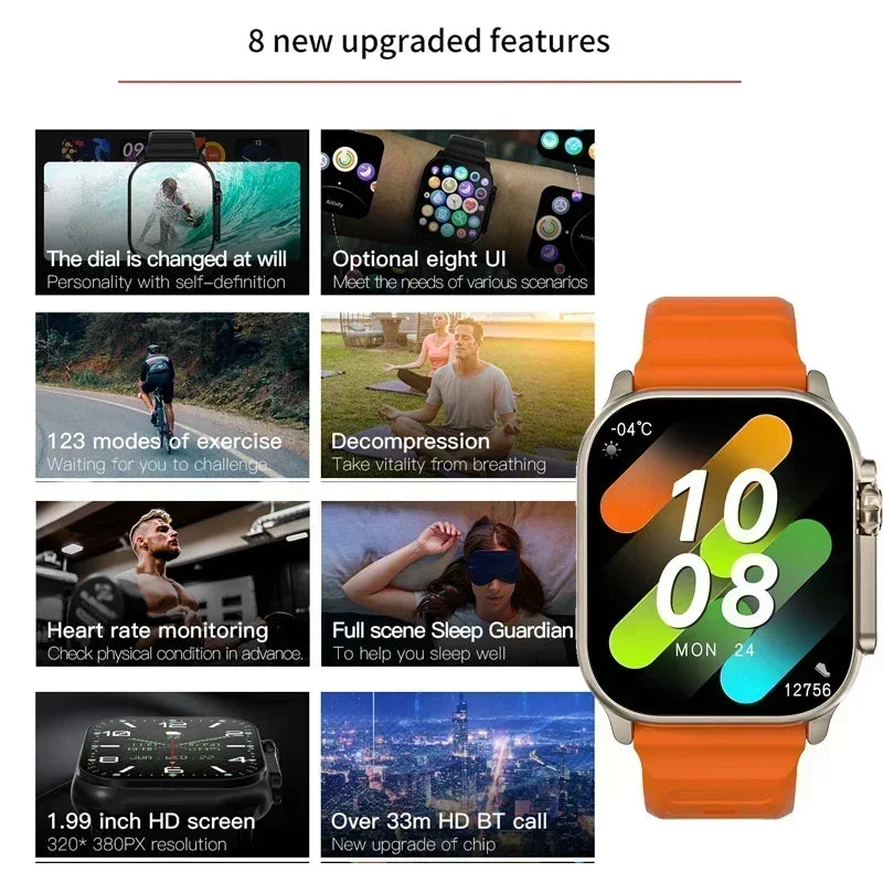 Nuevo reloj 10 Ultra inteligente 49mm 2024 nuevo NFC hombres mujeres GPS pista Bluetooth llamada BT juegos de música carga inalámbrica Smartwatch